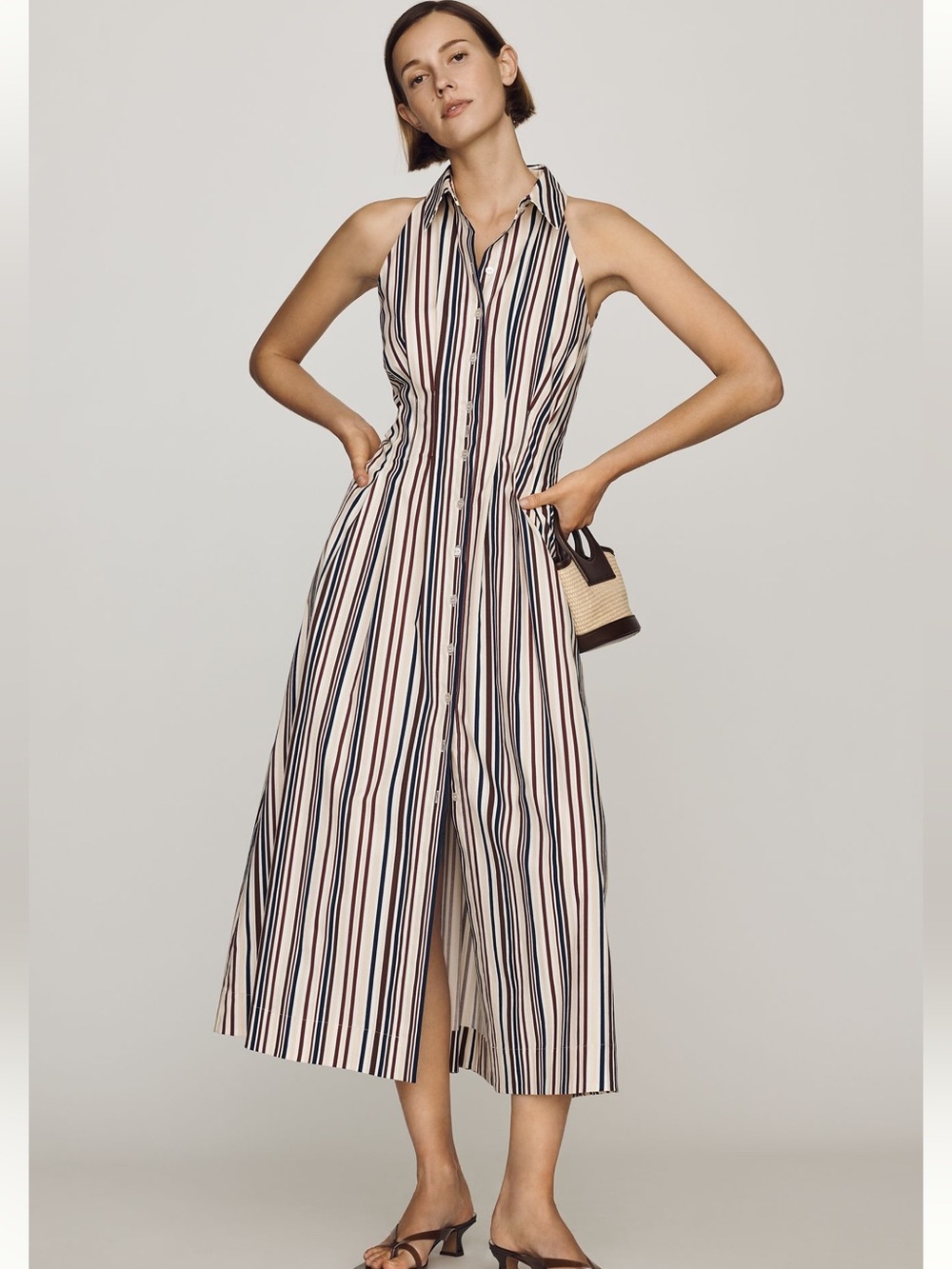 Anthropology Tobie Equise Sleeveless Button-Front Midi Dress